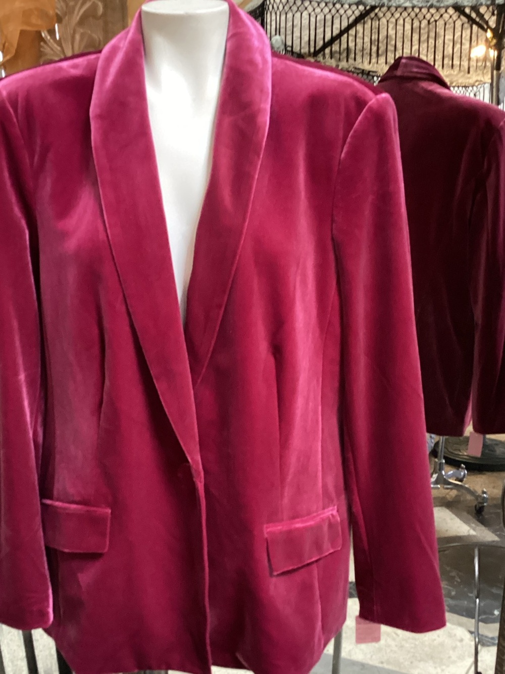 Fuchsia Velvet Tailored Blazer. Perfect in every way !!!!  
Fun